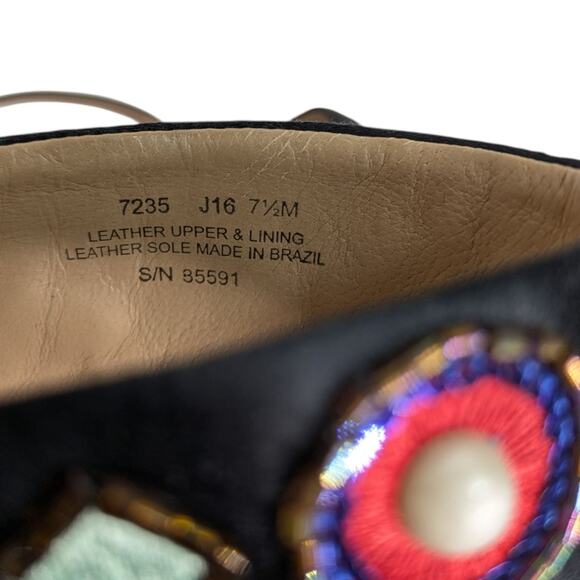 Tory Burch Estella Sandals 7.5 Crystal Embellished Leather Wedge Ankle Strap - Picture 12 of 15